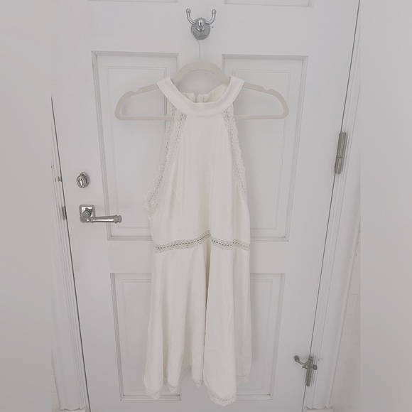 Lulus Reach Out My Hand White Lace Skater Halter Mini Dress XL - Picture 2 of 12